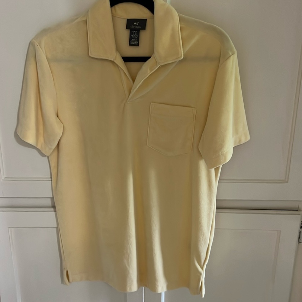 H&M SS polo shirt yellow terry cloth XS